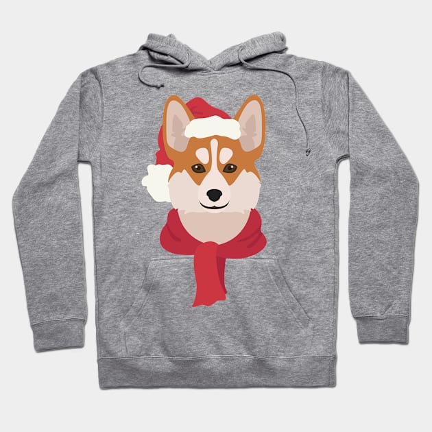 Christmas Pembroke Corgi Dog Face Hoodie by JunkyDotCom